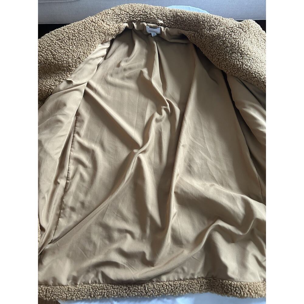 Nine West Fuzzy Teddy Double Breasted Coat Womens Size XL Brown Cozy Warm - Picture 4 of 10